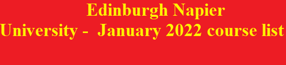 Edinburgh Napier University - January 2022 Course List