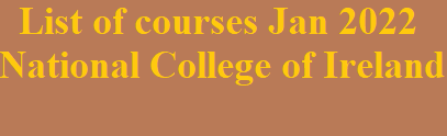 National College Of Ireland - List Of Courses Jan 2022